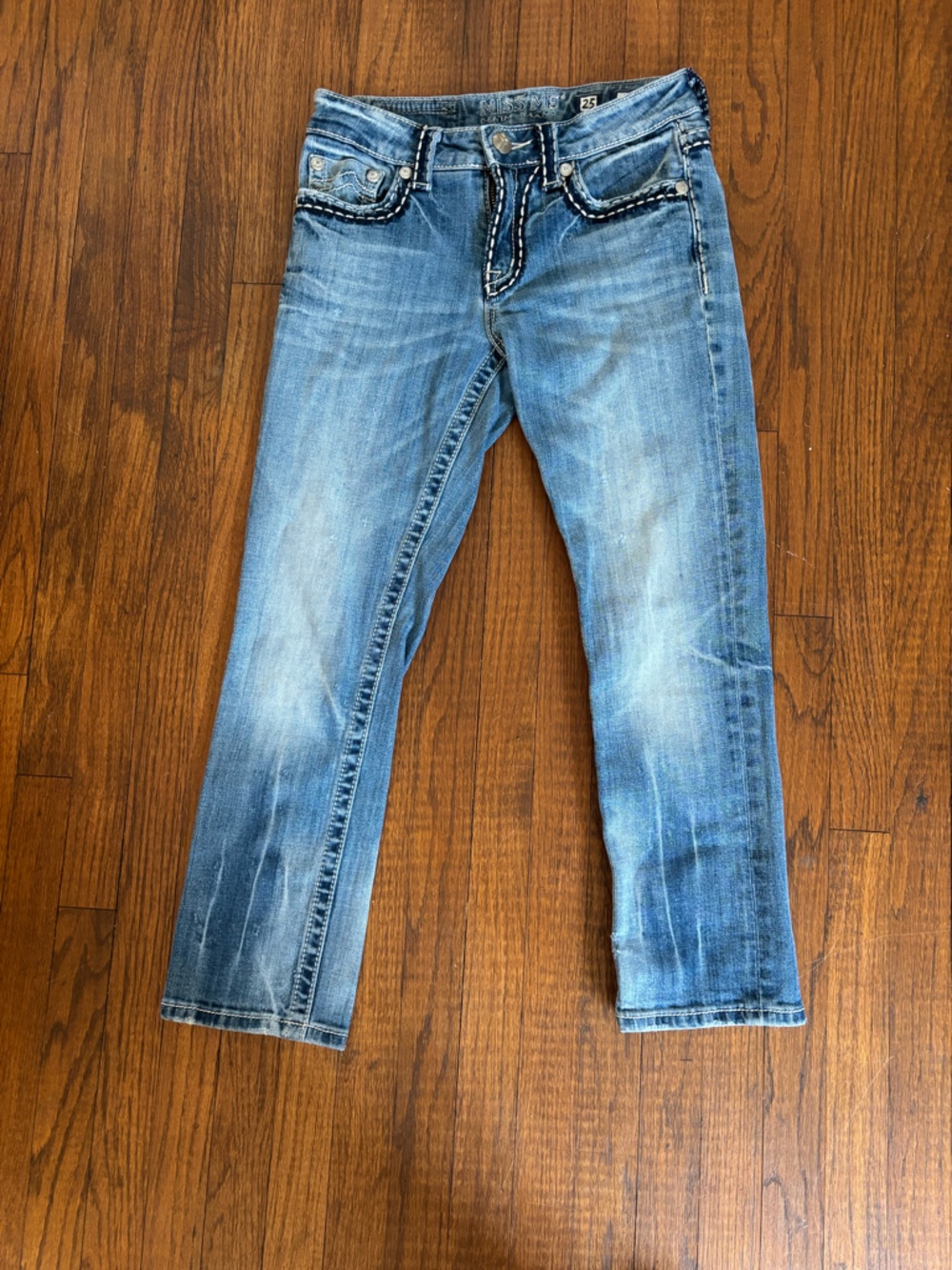 Miss Me Light Blue boyfriend Capri Jeans